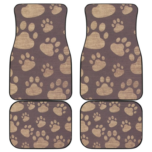 Dog Paw Prints Pattern With Dark Brown Car Floor Mats
