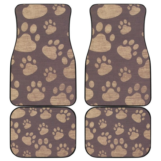 Dog Paw Prints Pattern With Dark Brown Car Floor Mats
