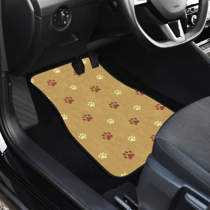 Dog Paw Prints Pattern With Brown Color Car Floor Mats
