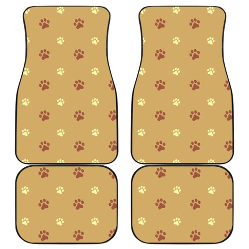 Dog Paw Prints Pattern With Brown Color Car Floor Mats