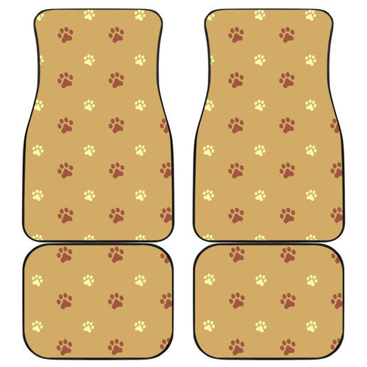 Dog Paw Prints Pattern With Brown Color Car Floor Mats