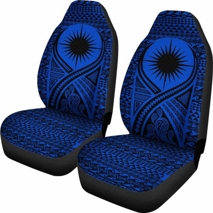Marshall Islands Car Seat Cover - Marshall Islands Flag Polynesian Tattoo Blue -