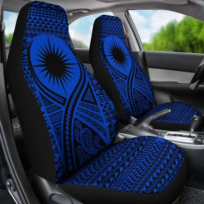Marshall Islands Car Seat Cover - Marshall Islands Flag Polynesian Tattoo Blue -