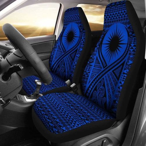 Marshall Islands Car Seat Cover - Marshall Islands Flag Polynesian Tattoo Blue -
