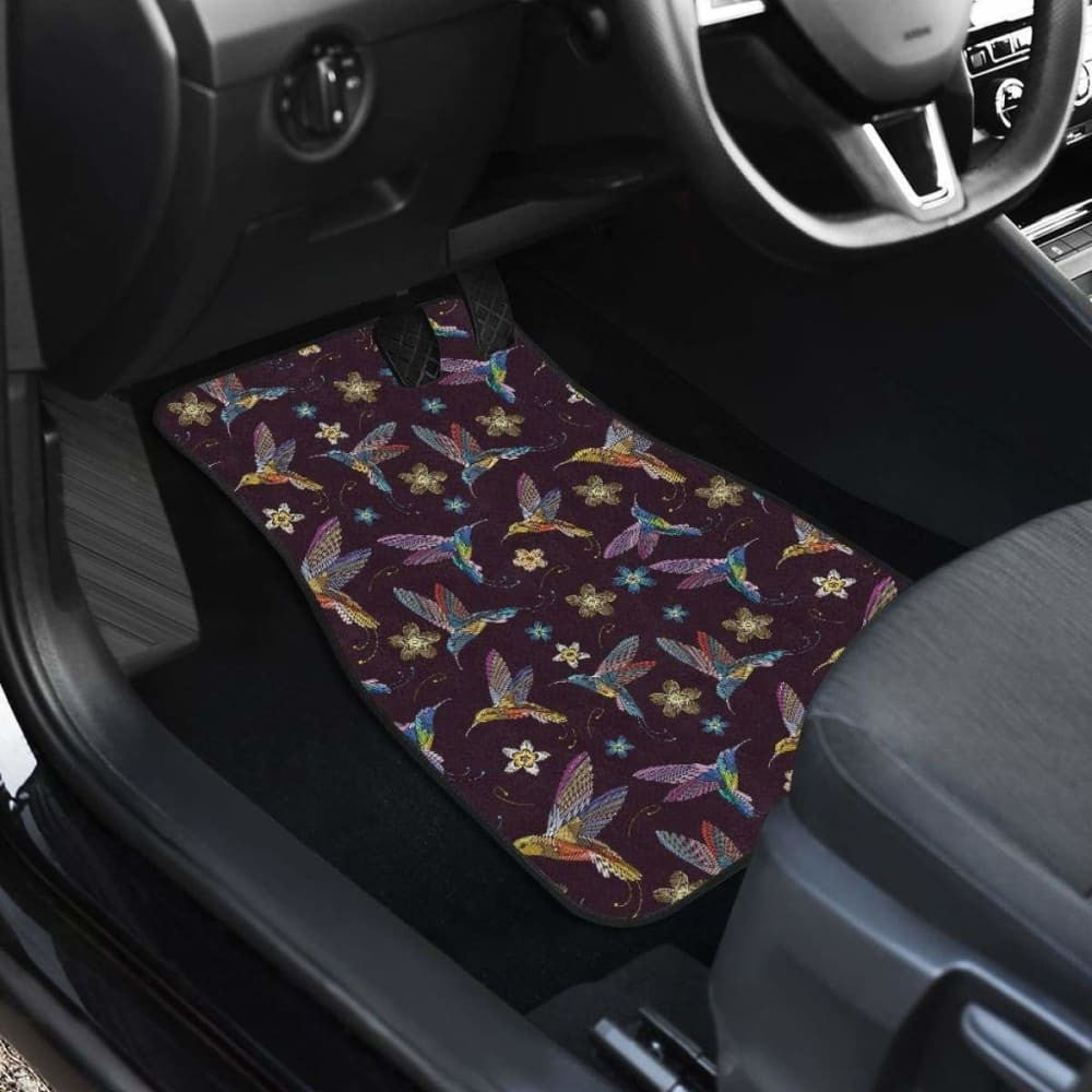 Hummingbird Pattern Print Design  Front And Back Car Mats