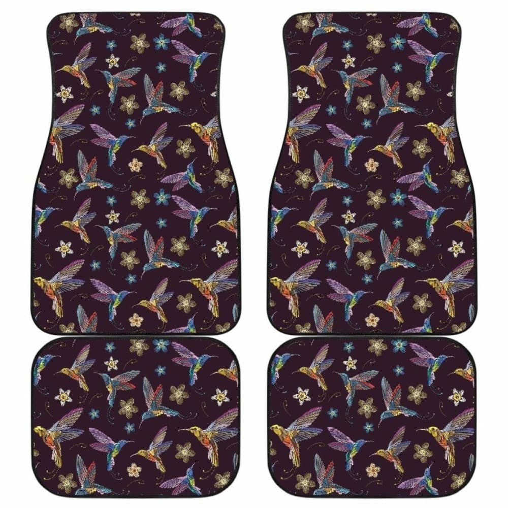Hummingbird Pattern Print Design  Front And Back Car Mats