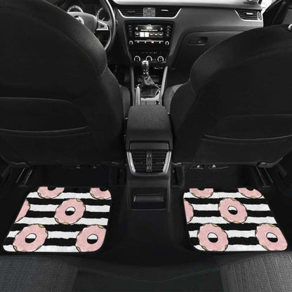 Donuts Pink Icing Striped Pattern Front And Back Car Mats