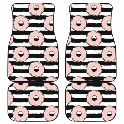 Donuts Pink Icing Striped Pattern Front And Back Car Mats