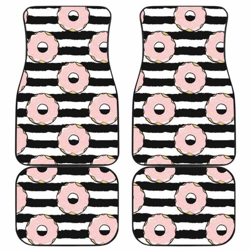 Donuts Pink Icing Striped Pattern Front And Back Car Mats