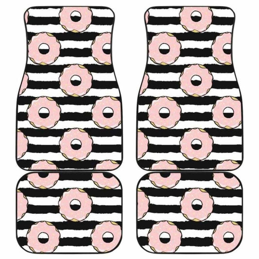 Donuts Pink Icing Striped Pattern Front And Back Car Mats