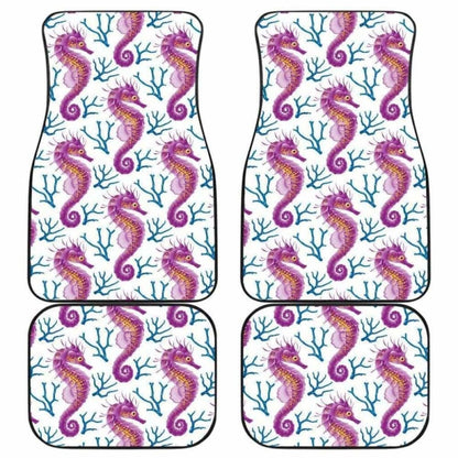 Purple Seahorse Blue Coral Pattern Front And Back Car Mats