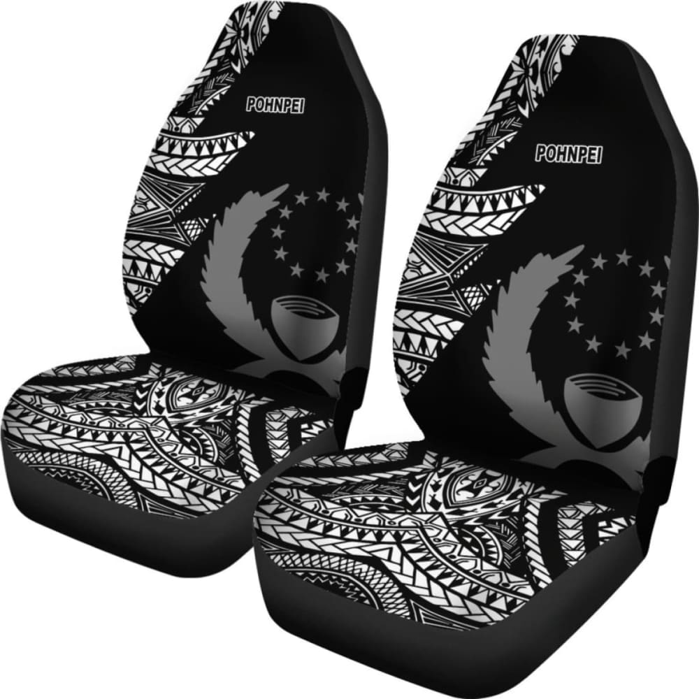 Pohnpei Car Seat Covers - Micronesian Pattern Flash Black -