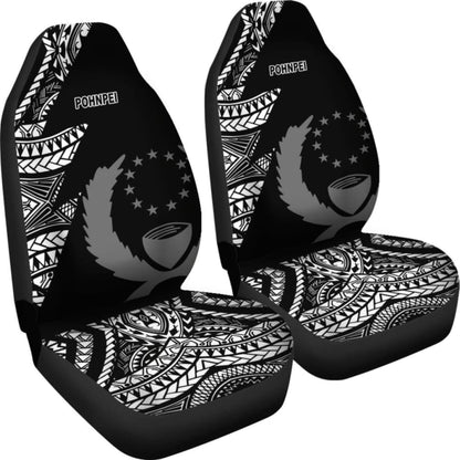Pohnpei Car Seat Covers - Micronesian Pattern Flash Black -