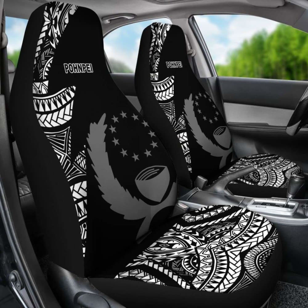 Pohnpei Car Seat Covers - Micronesian Pattern Flash Black -
