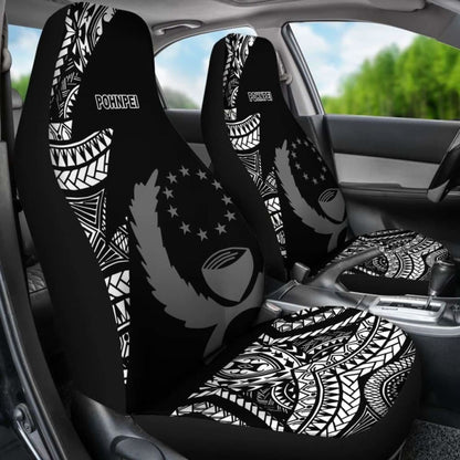 Pohnpei Car Seat Covers - Micronesian Pattern Flash Black -