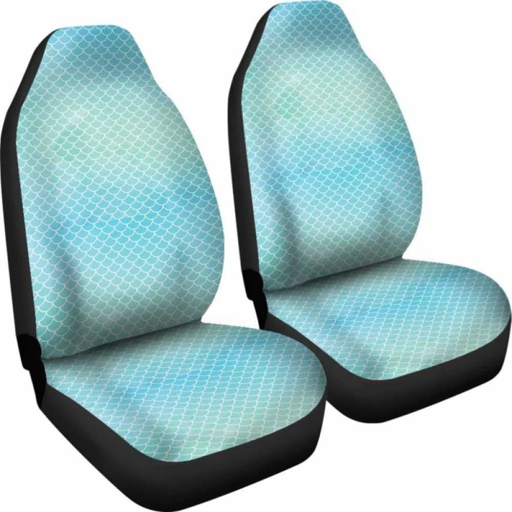 Blue Green Watercolor Mermaid Scale Car Seat Covers