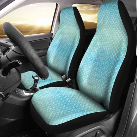 Blue Green Watercolor Mermaid Scale Car Seat Covers