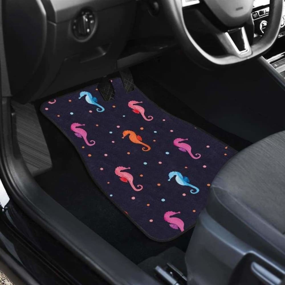 Watercolor Colorful Seahorse Pattern Front And Back Car Mats