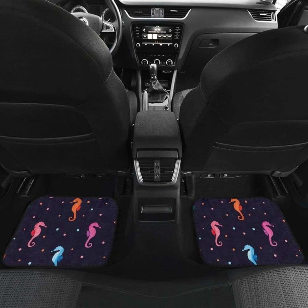 Watercolor Colorful Seahorse Pattern Front And Back Car Mats