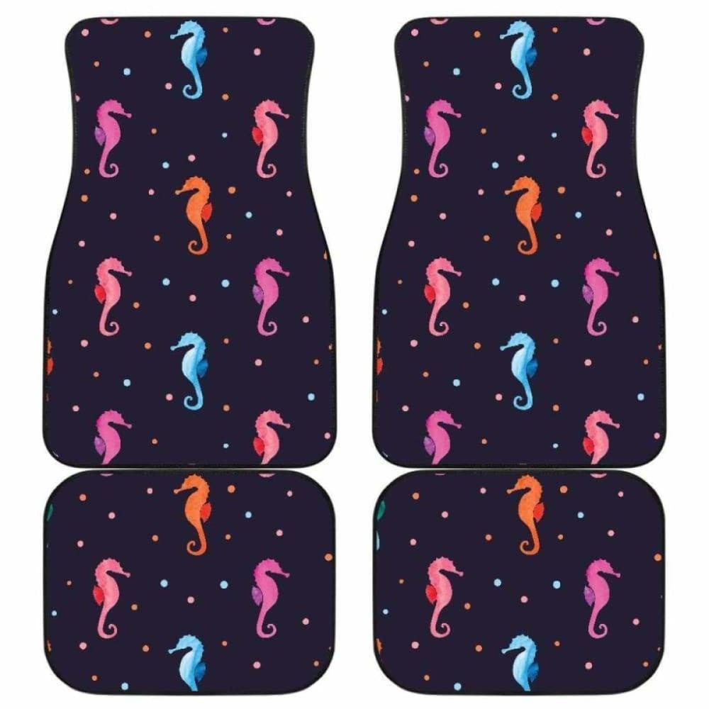 Watercolor Colorful Seahorse Pattern Front And Back Car Mats
