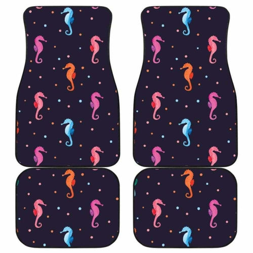Watercolor Colorful Seahorse Pattern Front And Back Car Mats