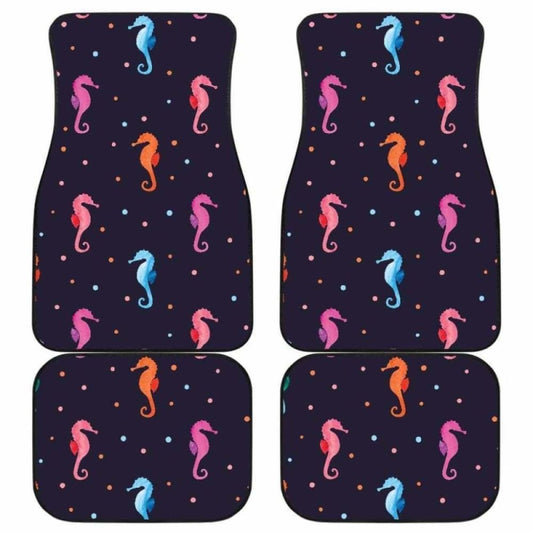 Watercolor Colorful Seahorse Pattern Front And Back Car Mats