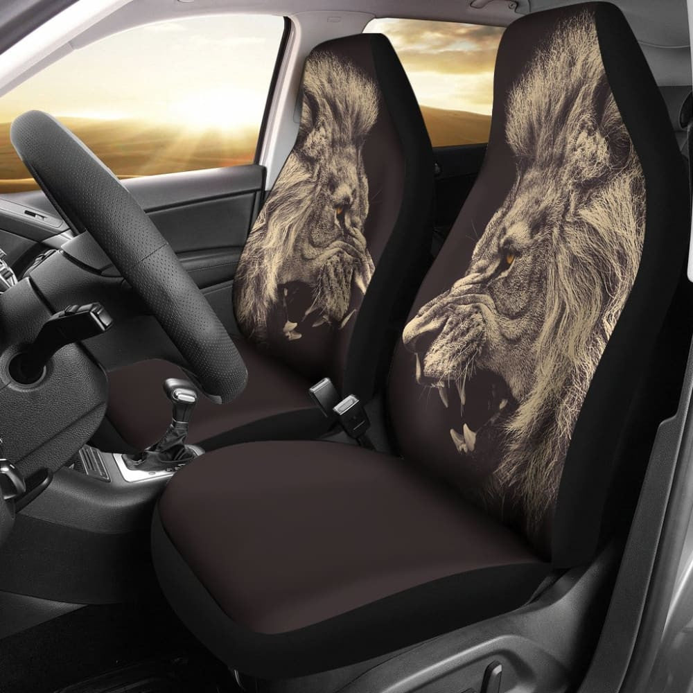 Powerful Angry White Lion Car Seat Covers Gift Ideas