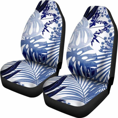 Tropical Watercolor Blue White Car Seat Covers