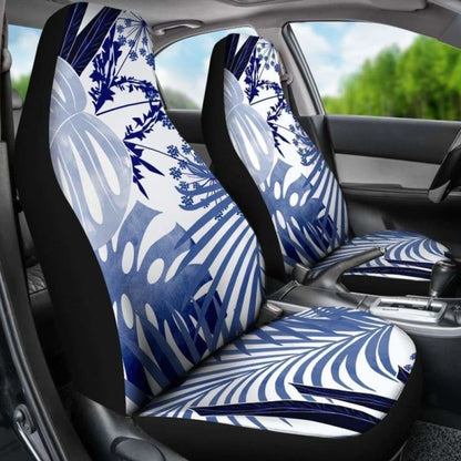 Tropical Watercolor Blue White Car Seat Covers