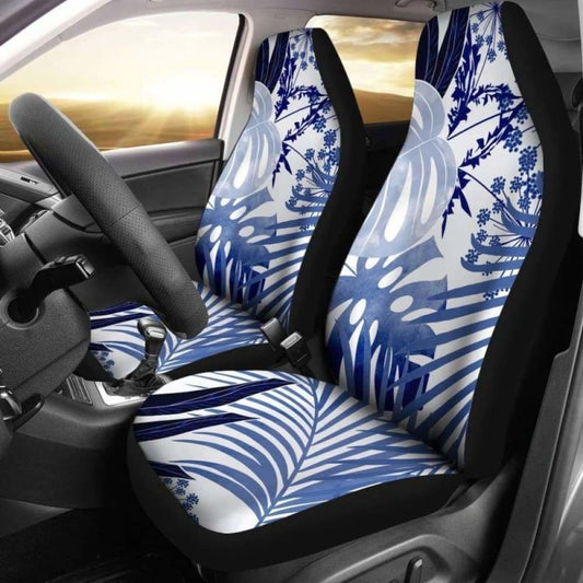 Tropical Watercolor Blue White Car Seat Covers