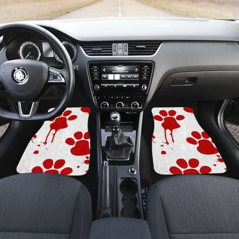 Car Floor Mats Red Blood Paw Print