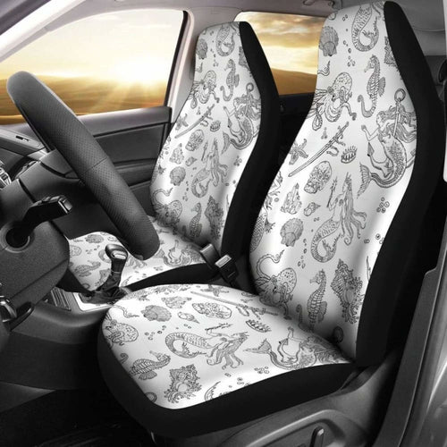 Ocean Sea Animals Black & White Car Seat Covers