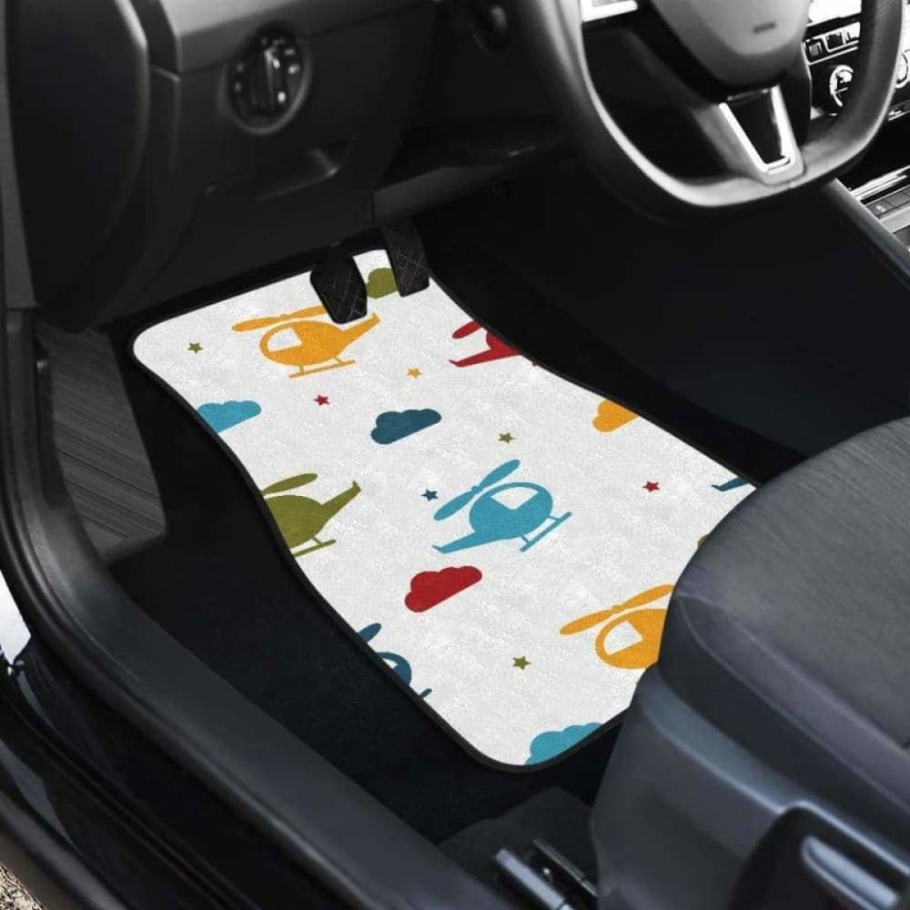 Colorful Helicopter Pattern Front And Back Car Mats