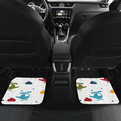 Colorful Helicopter Pattern Front And Back Car Mats