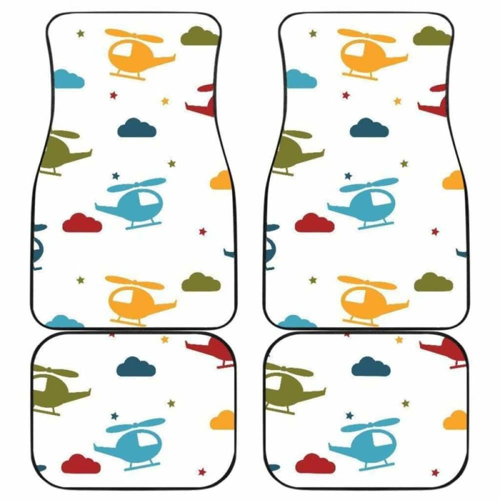 Colorful Helicopter Pattern Front And Back Car Mats