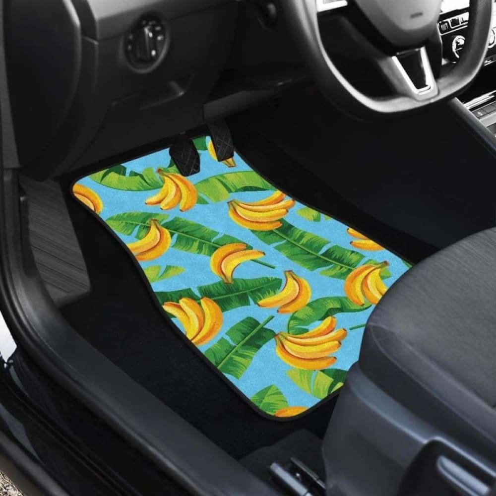 Banana Leaves Banana Design Pattern Front And Back Car Mats