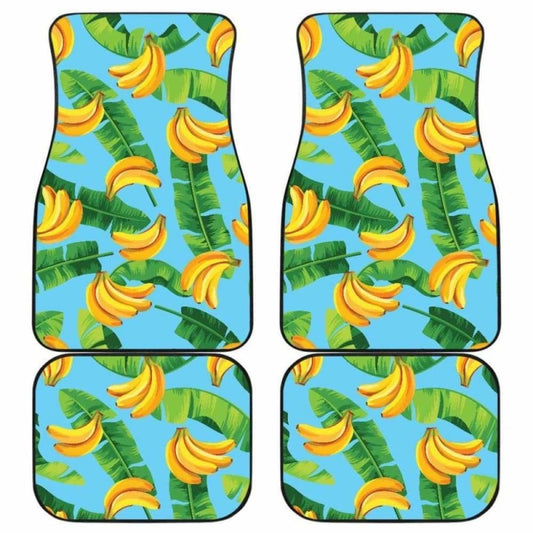 Banana Leaves Banana Design Pattern Front And Back Car Mats