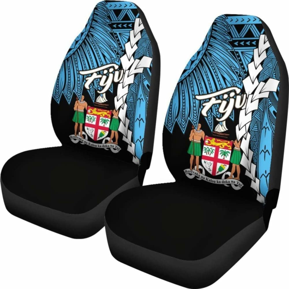 Fiji Polynesian Car Seat Covers - Tribal Wave Tattoo Flag Style -