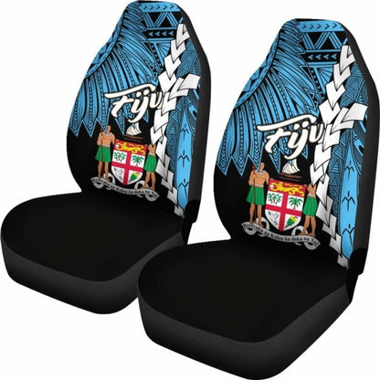 Fiji Polynesian Car Seat Covers - Tribal Wave Tattoo Flag Style -