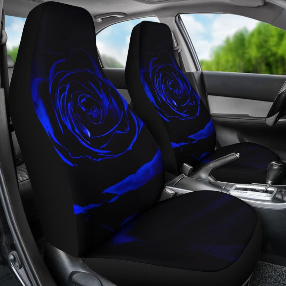 Blue Rose Floral Car Seat Covers
