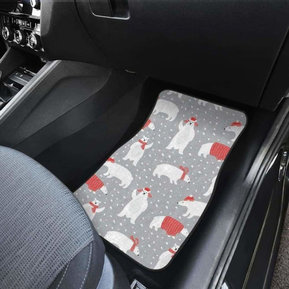 Cute Polar Bear Christmas Snow Pattern Front And Back Car Mats