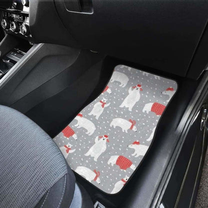 Cute Polar Bear Christmas Snow Pattern Front And Back Car Mats
