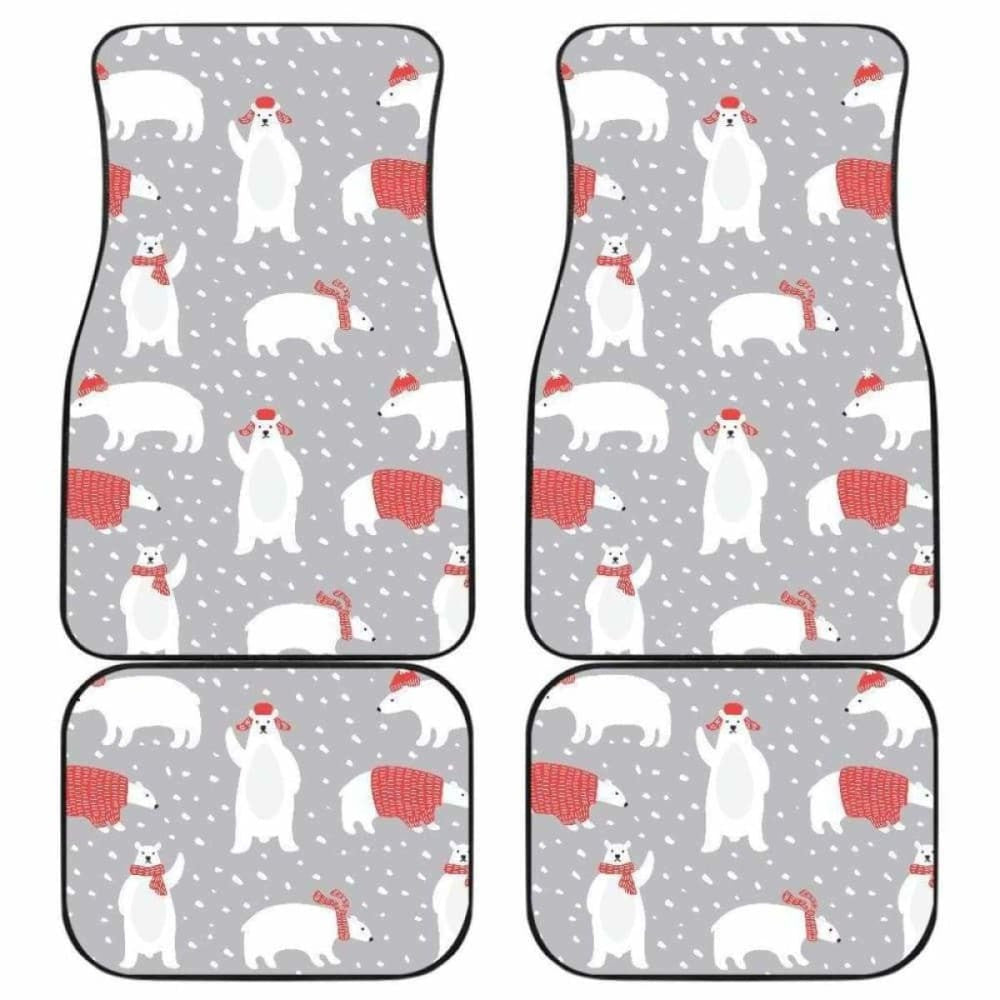 Cute Polar Bear Christmas Snow Pattern Front And Back Car Mats