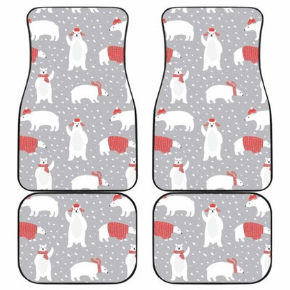 Cute Polar Bear Christmas Snow Pattern Front And Back Car Mats