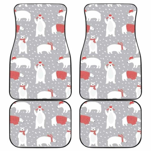 Cute Polar Bear Christmas Snow Pattern Front And Back Car Mats