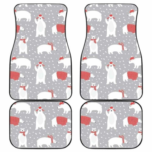 Cute Polar Bear Christmas Snow Pattern Front And Back Car Mats