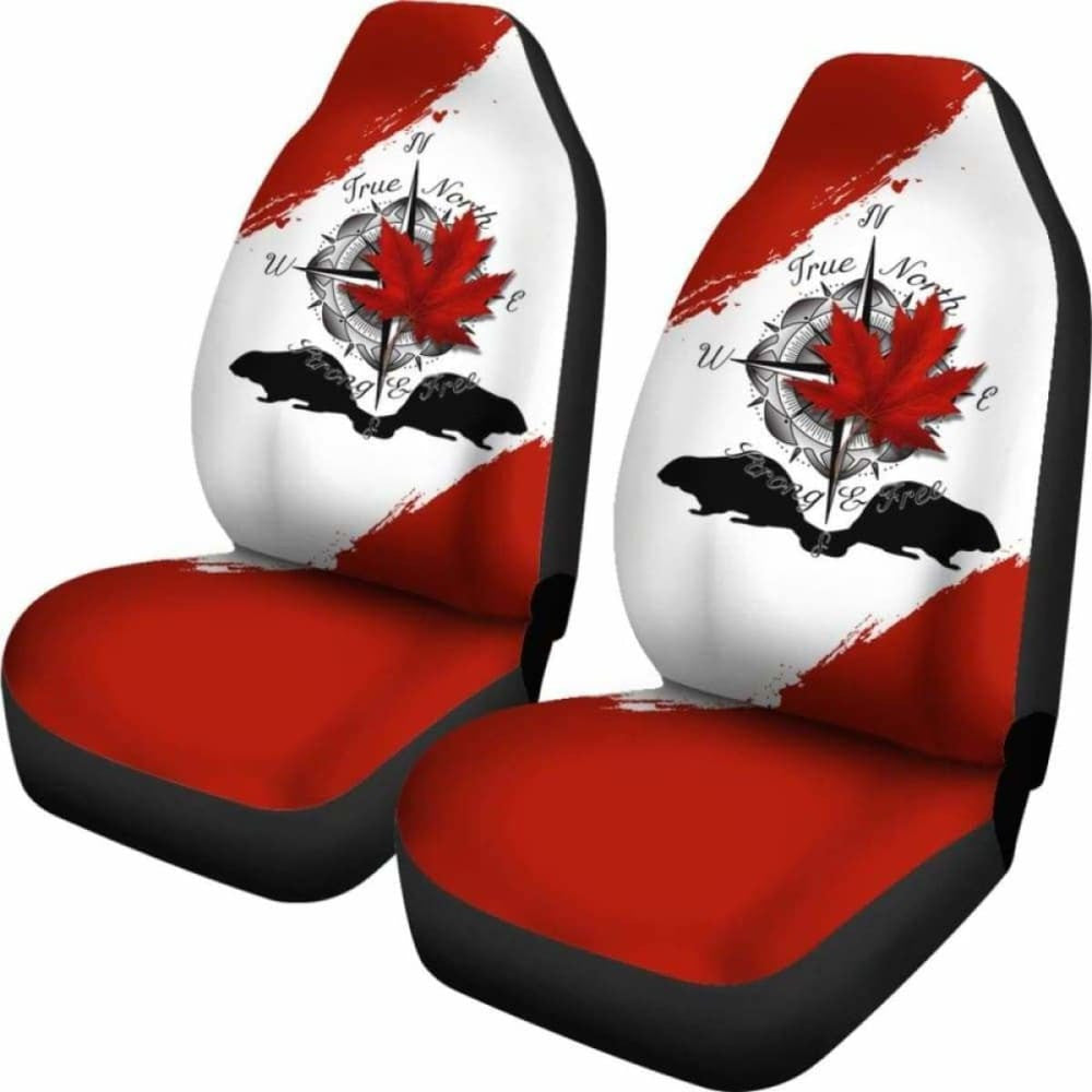 Canada Day True North Strong And Free Maple Leaf Compass Car Seat Covers