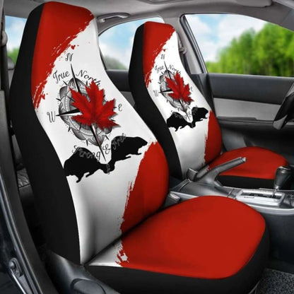 Canada Day True North Strong And Free Maple Leaf Compass Car Seat Covers