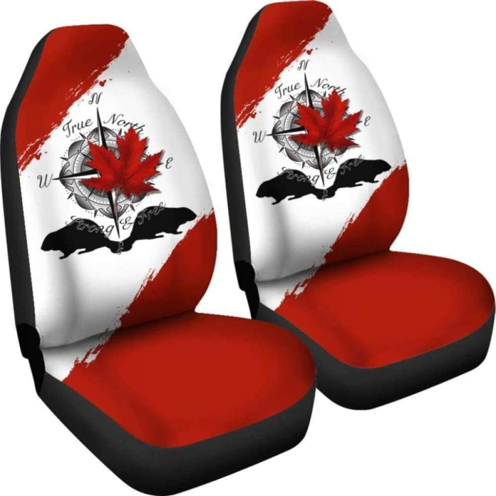 Canada Day True North Strong And Free Maple Leaf Compass Car Seat Covers