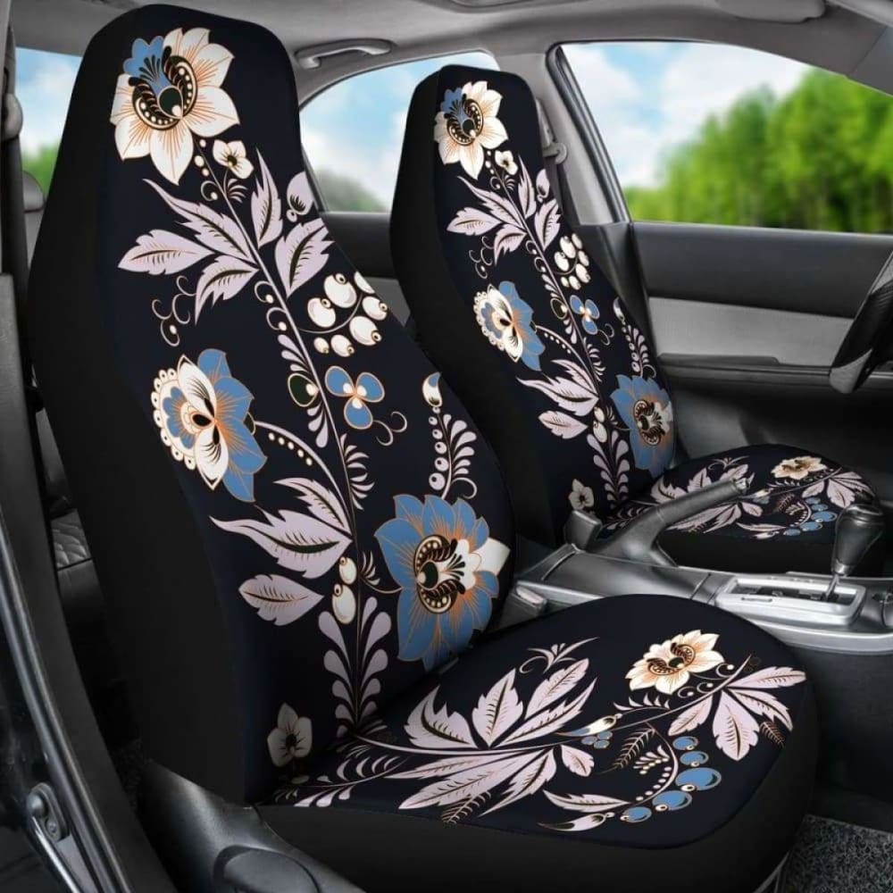 Black Floral Car Seat Covers